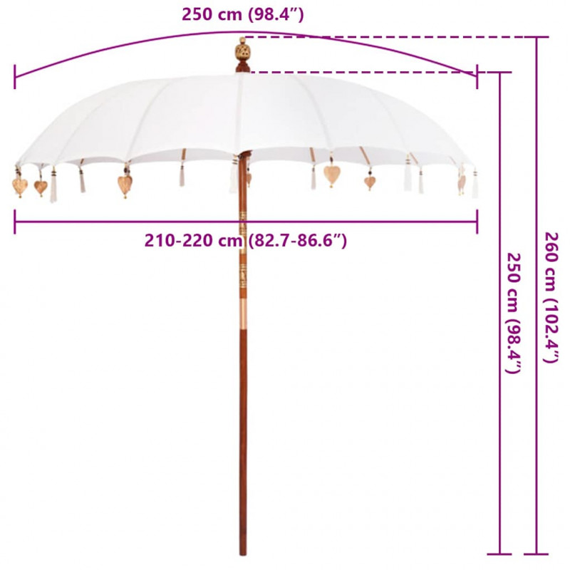 Baliński Parasol Kremowy 220 x 220 x 260 cm