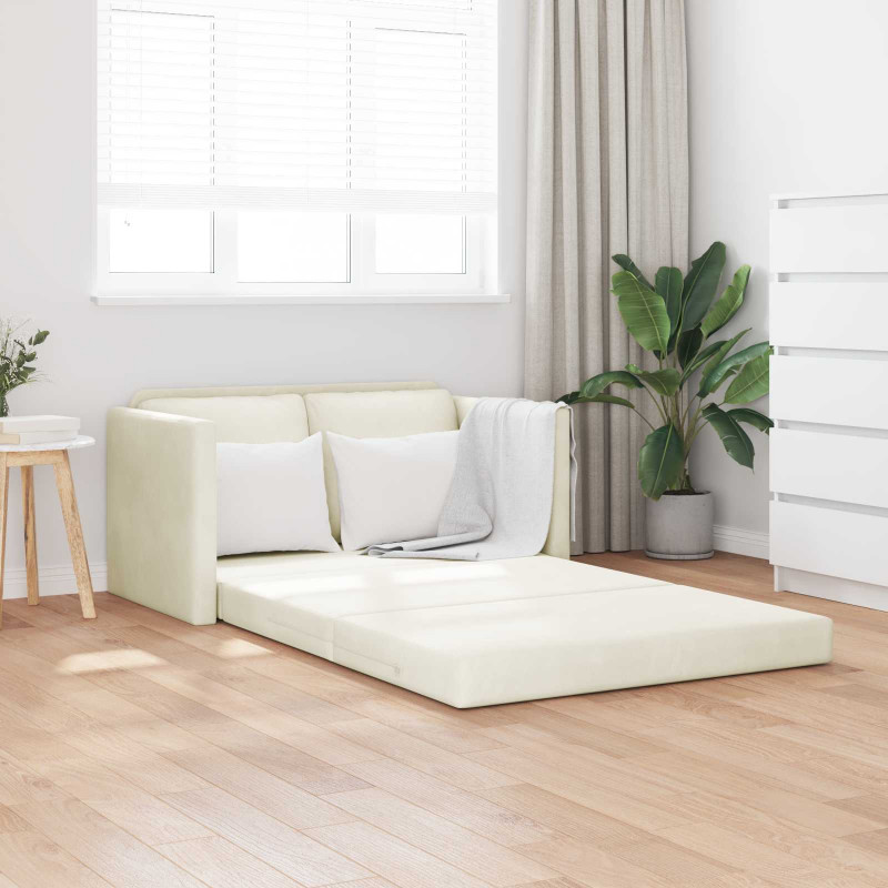 Sofa Bed 122cm Kremowy Aksamit
