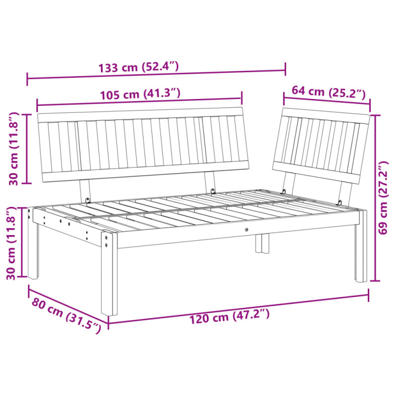Narożna sofa ogrodowa z deseczek, lite drewno akacjowe
