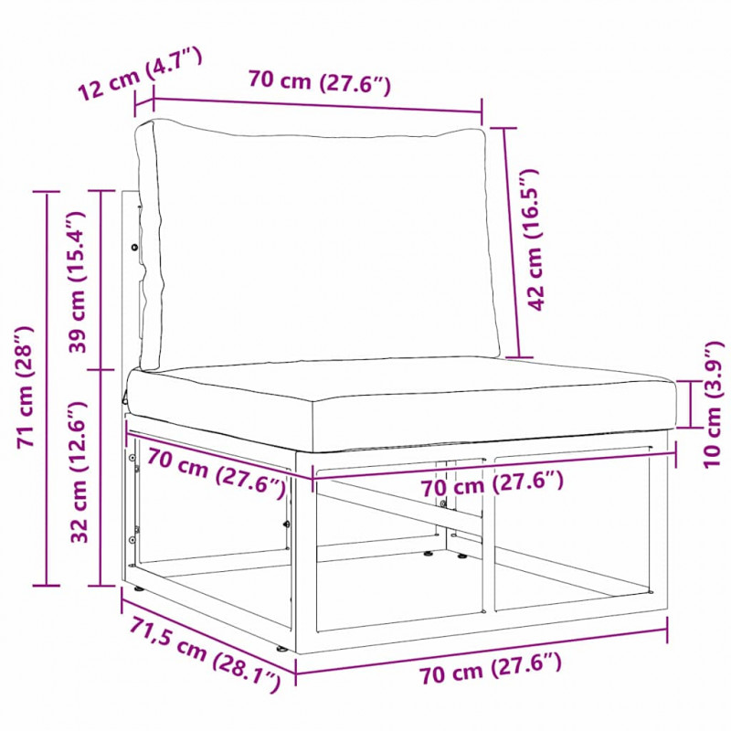Meble Ogrodowe Czarny i antracyt 70 x 71,5 x 71 cm Metal