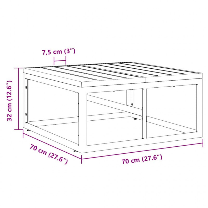Meble Ogrodowe Czarny 70 x 70 x32 cm Metal