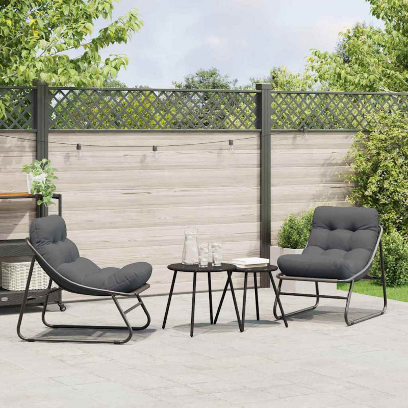 Meble ogrodowe z poduszką 2 pcs Czarny 60,5 x 81 x 71 cm