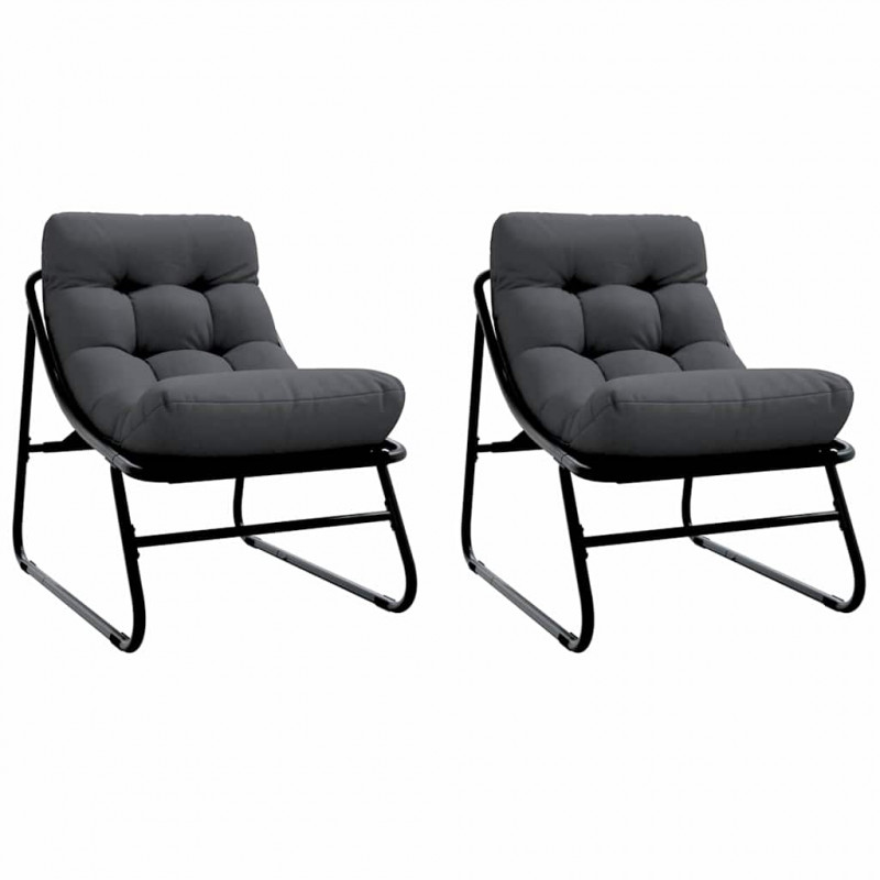 Meble ogrodowe z poduszką 2 pcs Czarny 60,5 x 81 x 71 cm