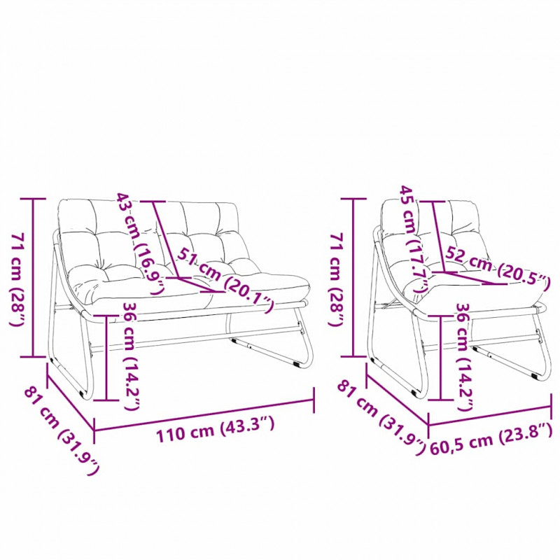 Meble ogrodowe z poduszką 3 pcs Czarny Stal malowana proszkowo