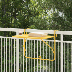 Stół Wiszący na Balkon Musztardowy 60 x 39 x 65 cm Stal