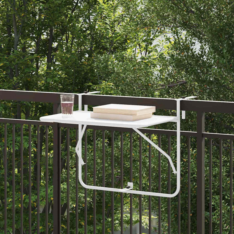 Stół Wiszący na Balkon Biały 60 x 39 x 65 cm Stal
