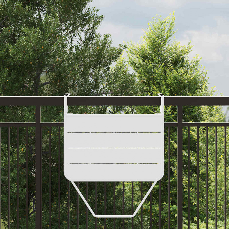 Stół Wiszący na Balkon Biały 60 x 39 x 65 cm Stal