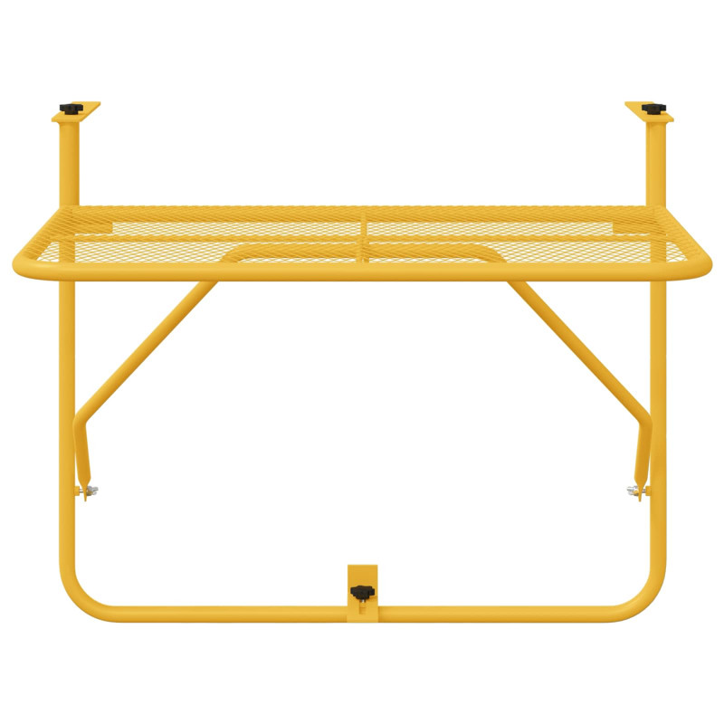 Stół Wiszący na Balkon Musztardowy 60 x 39 x 65 cm Stal