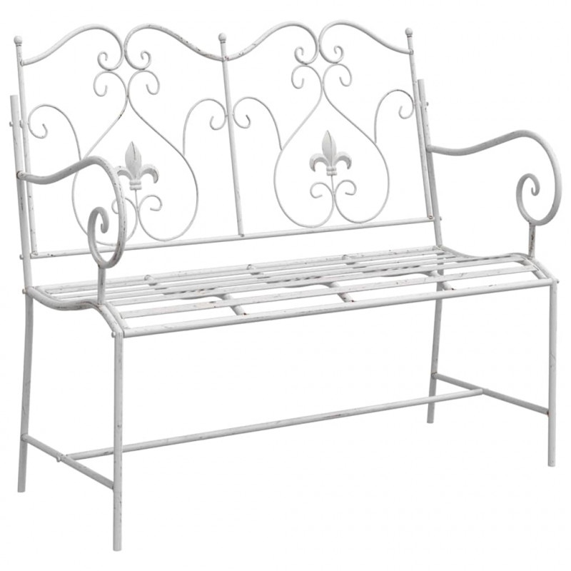 Ławka ogrodowa Antyczna biel 104 x 54 x 93 cm Stal