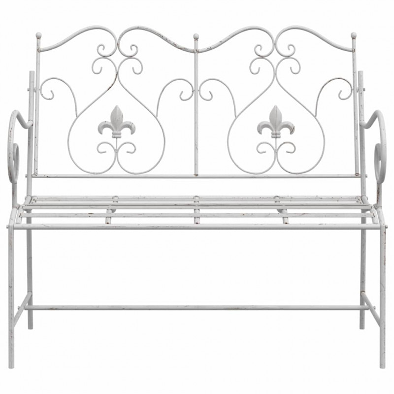 Ławka ogrodowa Antyczna biel 104 x 54 x 93 cm Stal