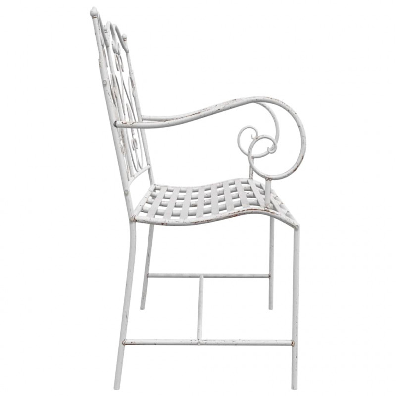 Ławka ogrodowa Antyczna biel 104 x 54 x 93 cm Stal