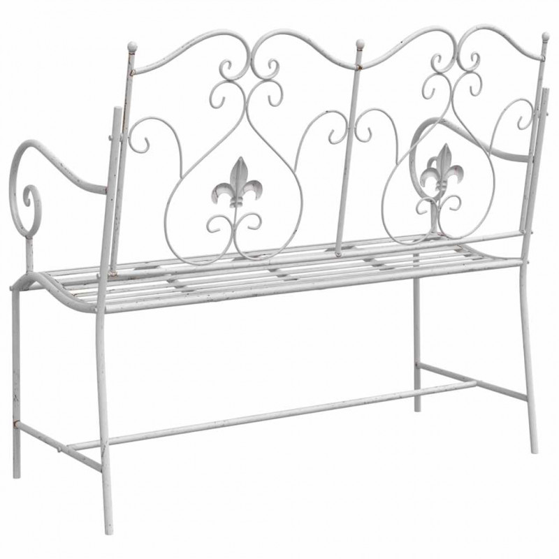 Ławka ogrodowa Antyczna biel 104 x 54 x 93 cm Stal
