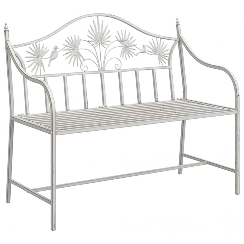 Ławka ogrodowa Antyczna biel 104 x 52,5 x 89 cm Stal