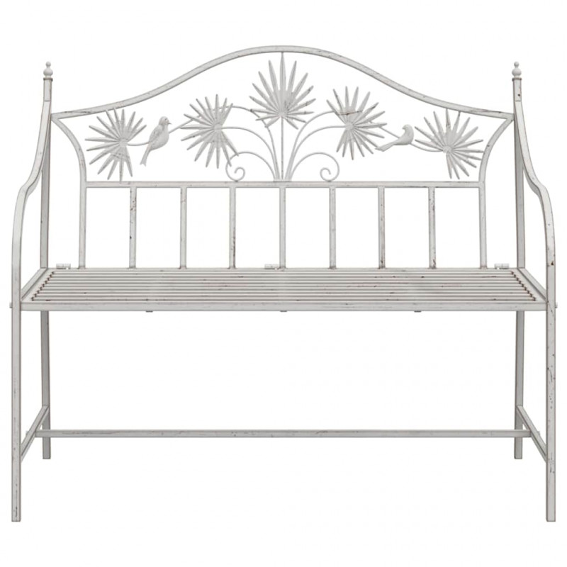 Ławka ogrodowa Antyczna biel 104 x 52,5 x 89 cm Stal