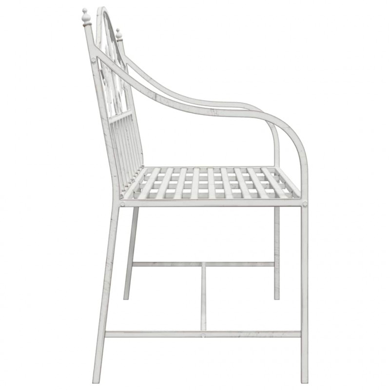 Ławka ogrodowa Antyczna biel 104 x 52,5 x 89 cm Stal