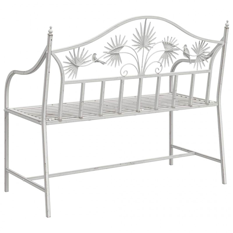 Ławka ogrodowa Antyczna biel 104 x 52,5 x 89 cm Stal