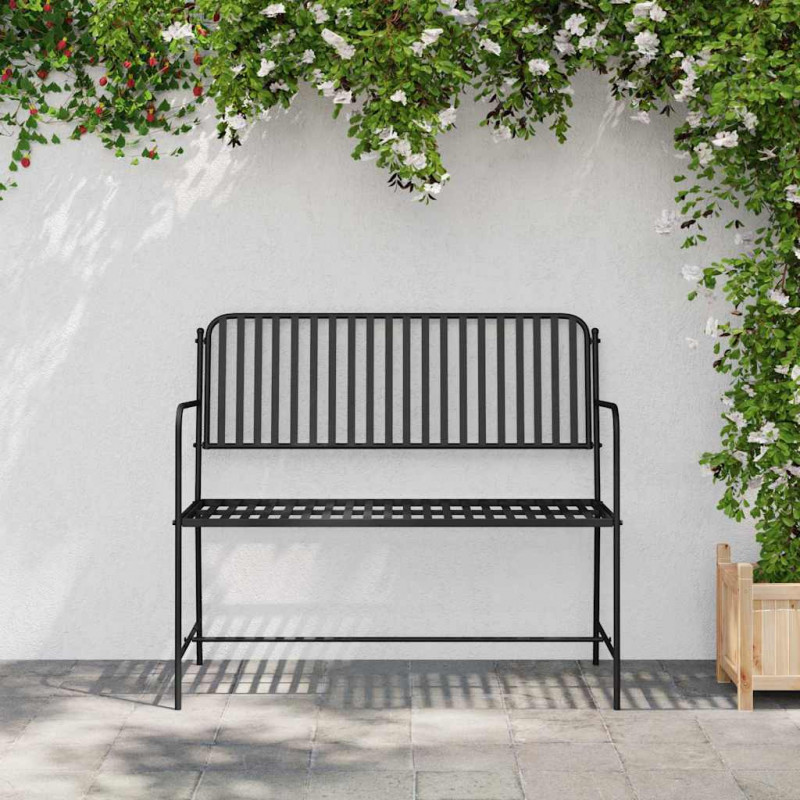 Ławka ogrodowa Czarny 103,5 x 51,5 x 90 cm Stal