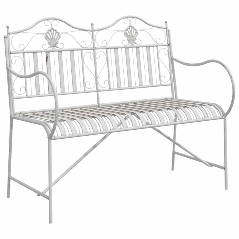 Ławka ogrodowa Antyczna biel 103,5 x 59 x 89 cm Stal