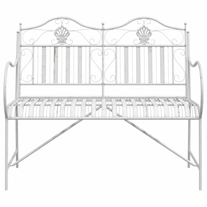 Ławka ogrodowa Antyczna biel 103,5 x 59 x 89 cm Stal
