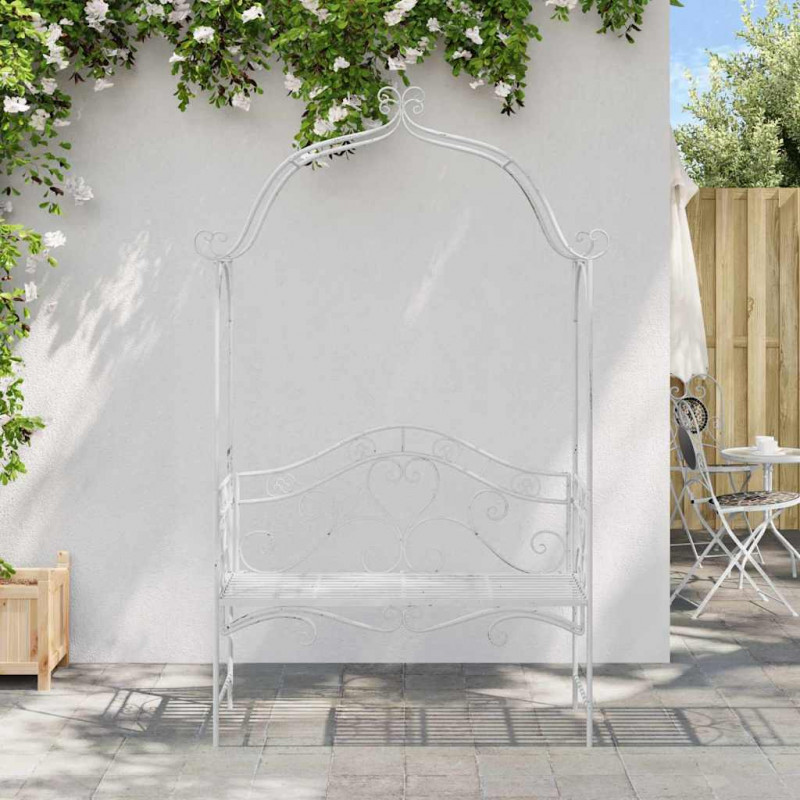 Ławka ogrodowa Antyczna biel 121 x 48 x 200 cm Stal