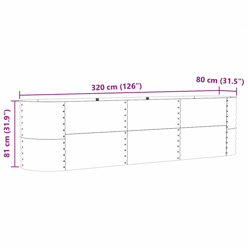 Podniesiony grządka Zielony 320 x 80 x 81 cm Stal