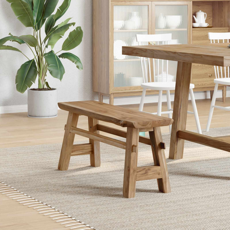 ławka Naturalny 100 x 29 x 43,5 cm Lite drewno teakowe