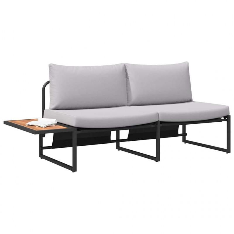Sofa Ogrodowa z poduszką Jasnoszary 200,5 x 70 x 85,5 cm Stal