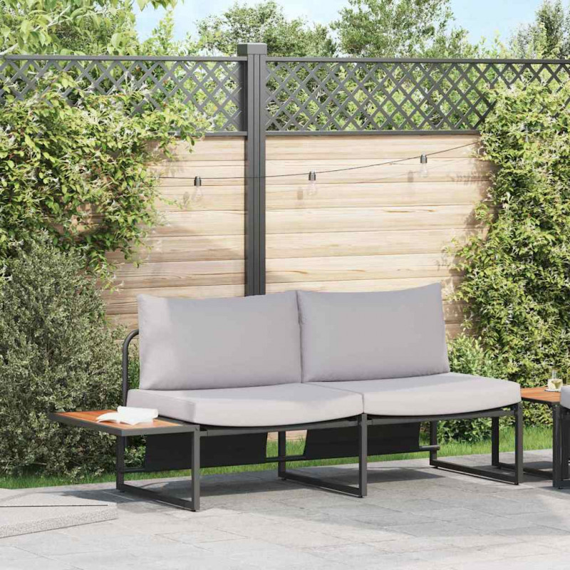 Sofa Ogrodowa z poduszką Jasnoszary 200,5 x 70 x 85,5 cm Stal