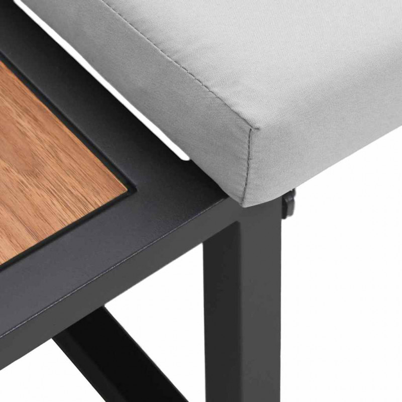 Sofa Ogrodowa z poduszką Jasnoszary 200,5 x 70 x 85,5 cm Stal