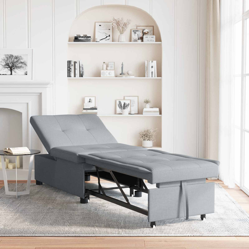 Rozkładana sofa Jasnoszary 194 x 50 x 82 cm tkanina