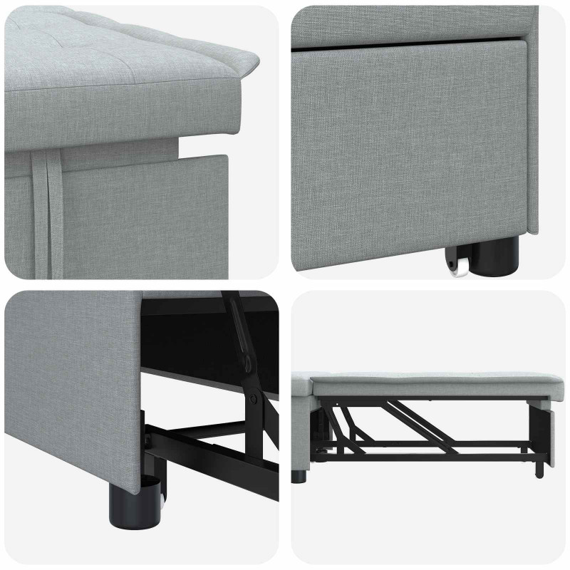 Rozkładana sofa Jasnoszary 194 x 50 x 82 cm tkanina