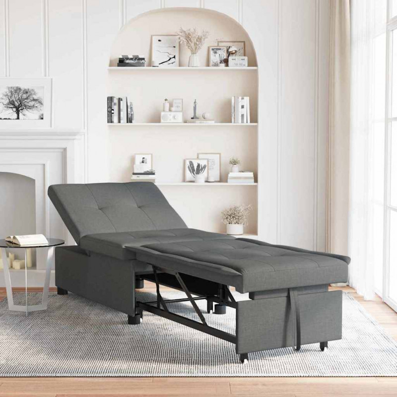 Rozkładana sofa Ciemnoszary 194 x 50 x 82 cm tkanina
