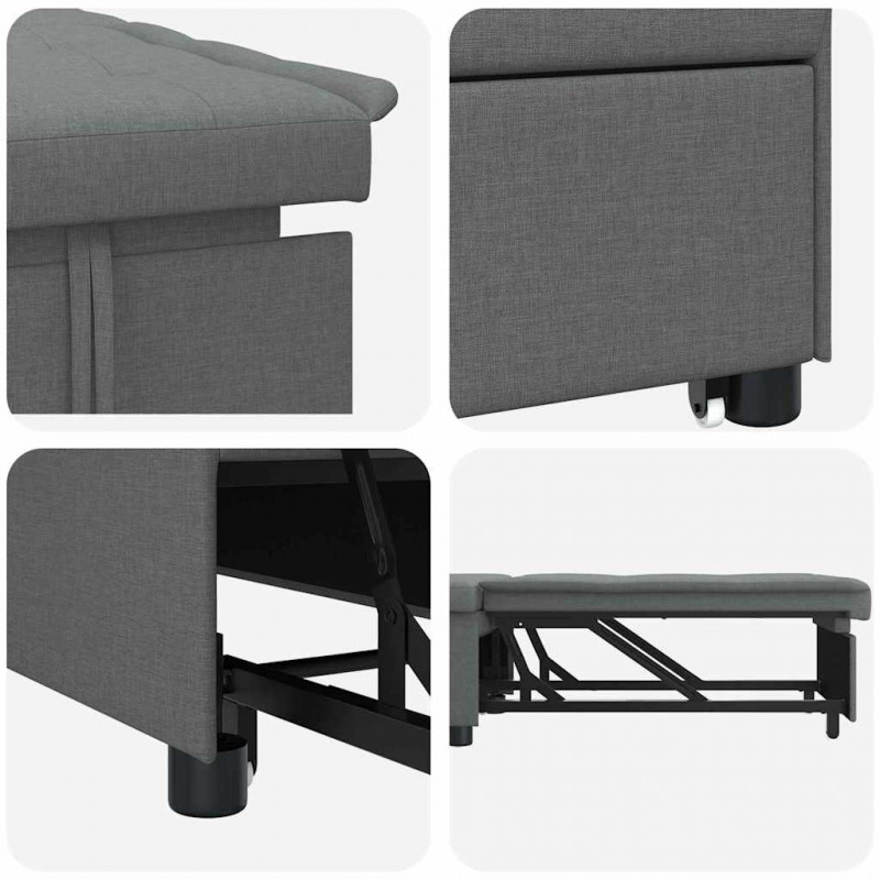 Rozkładana sofa Ciemnoszary 194 x 50 x 82 cm tkanina