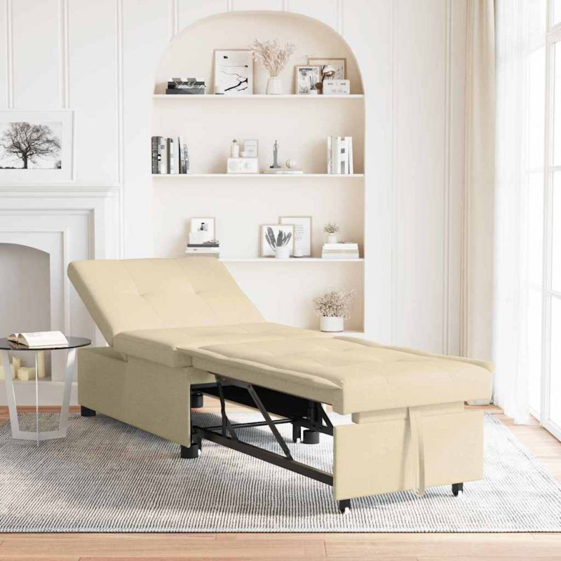 Rozkładana sofa Kremowy 194 x 50 x 82 cm tkanina