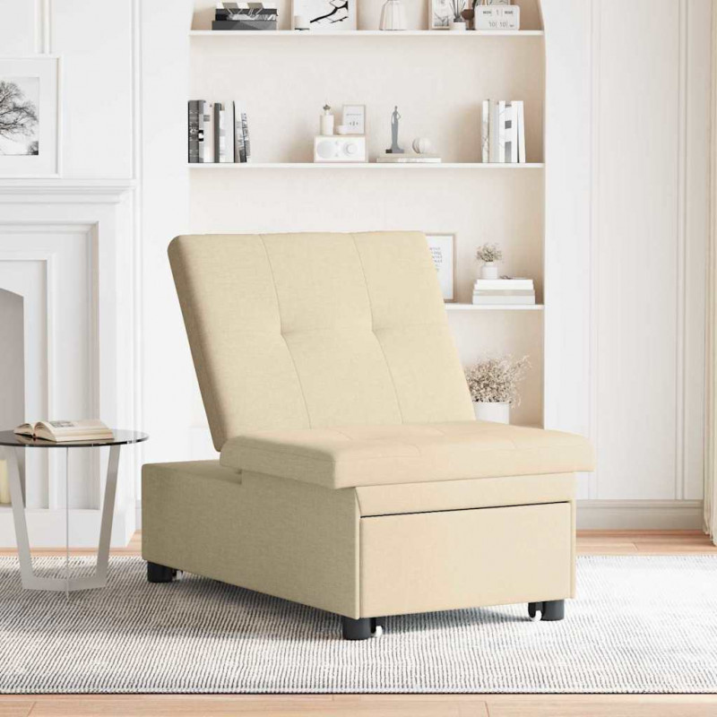 Rozkładana sofa Kremowy 194 x 50 x 82 cm tkanina