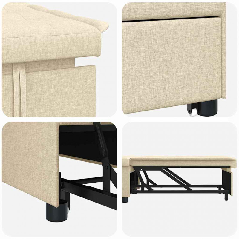 Rozkładana sofa Kremowy 194 x 50 x 82 cm tkanina