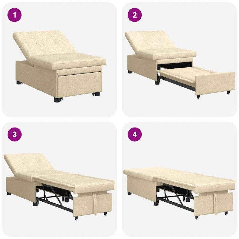 Rozkładana sofa Kremowy 194 x 50 x 82 cm tkanina