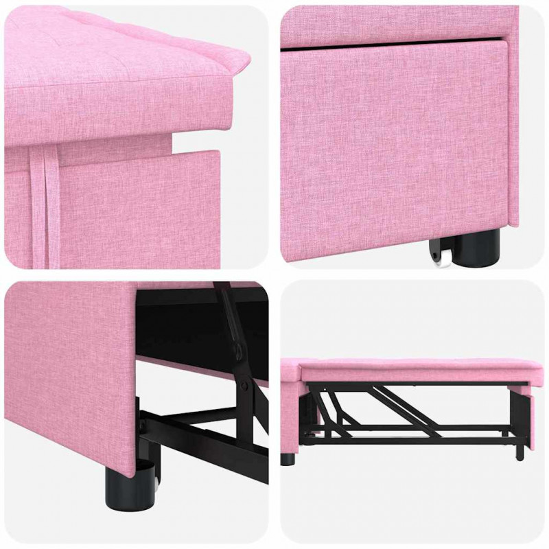 Rozkładana sofa Różowy 194 x 50 x 82 cm tkanina