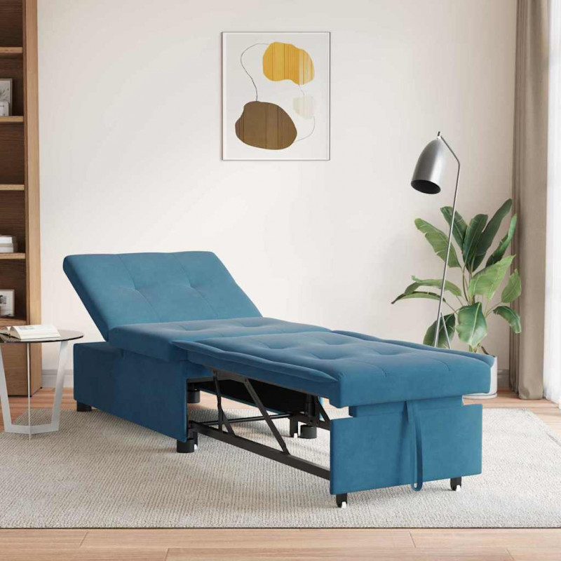 Sofa Bed Niebieski 194 x 67 x 82 cm Aksamit