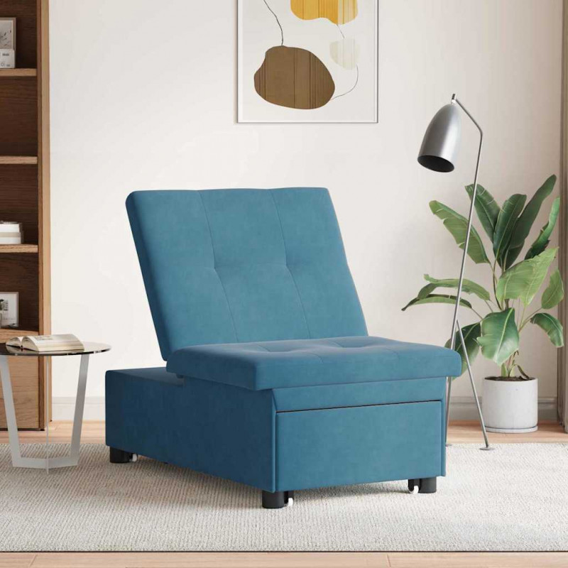 Sofa Bed Niebieski 194 x 67 x 82 cm Aksamit
