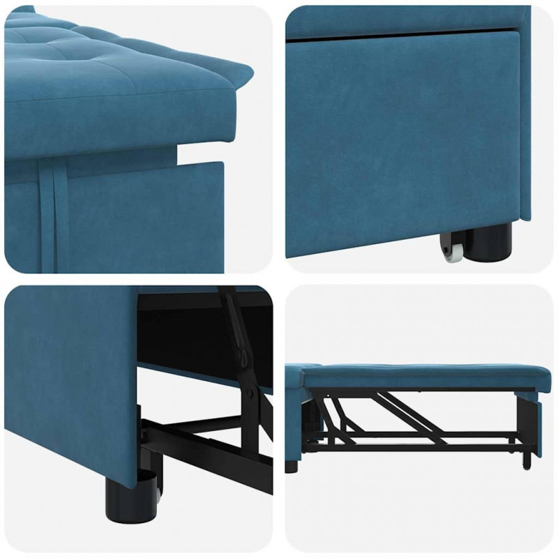 Sofa Bed Niebieski 194 x 67 x 82 cm Aksamit