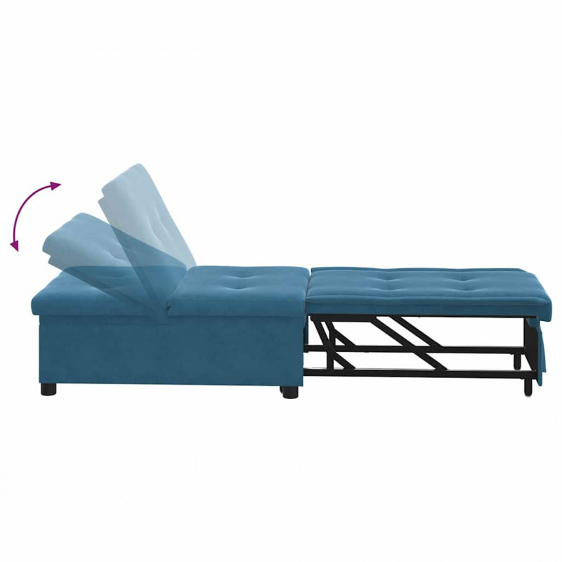 Sofa Bed Niebieski 194 x 67 x 82 cm Aksamit
