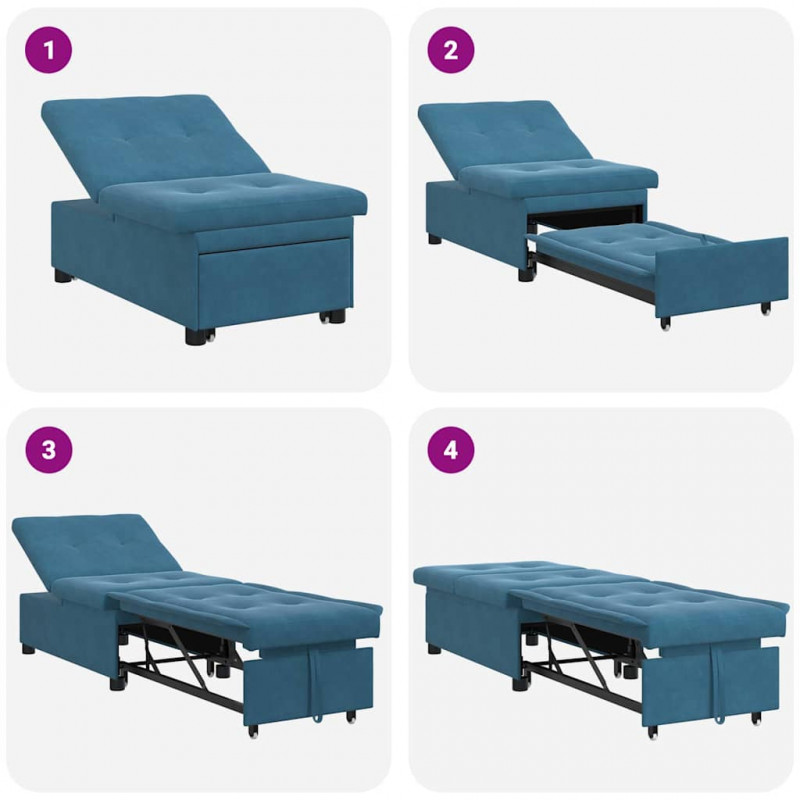 Sofa Bed Niebieski 194 x 67 x 82 cm Aksamit