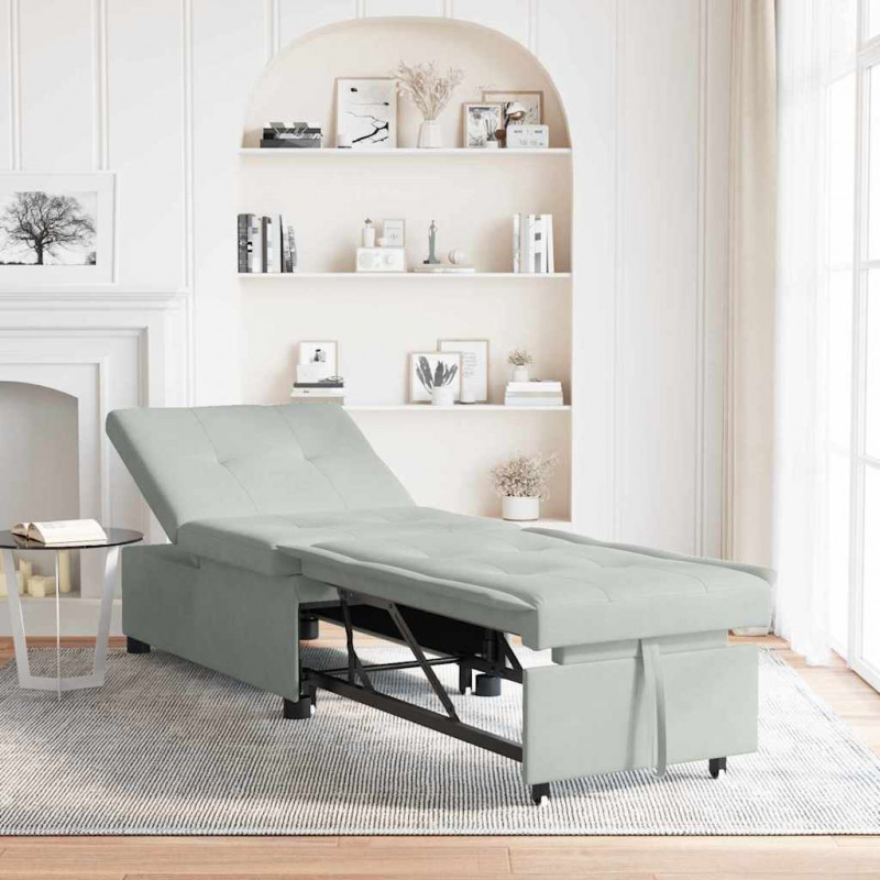 Sofa Bed Jasnoszary 194 x 67 x 82 cm Aksamit