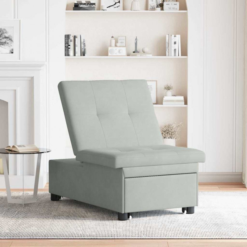Sofa Bed Jasnoszary 194 x 67 x 82 cm Aksamit
