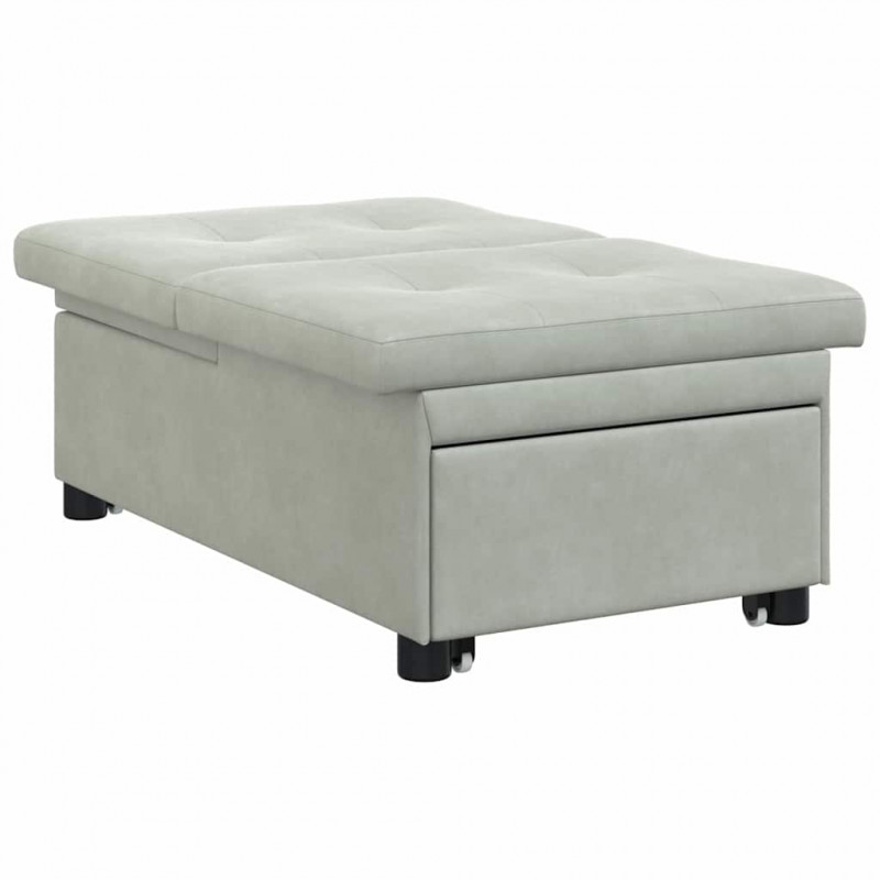 Sofa Bed Jasnoszary 194 x 67 x 82 cm Aksamit