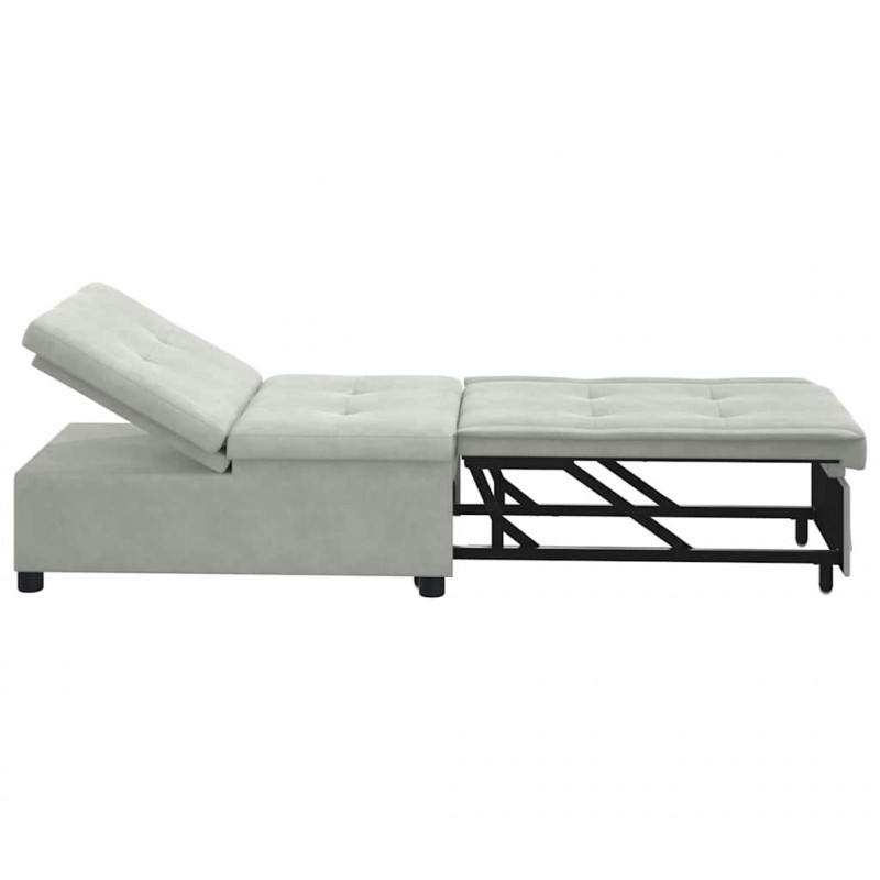 Sofa Bed Jasnoszary 194 x 67 x 82 cm Aksamit