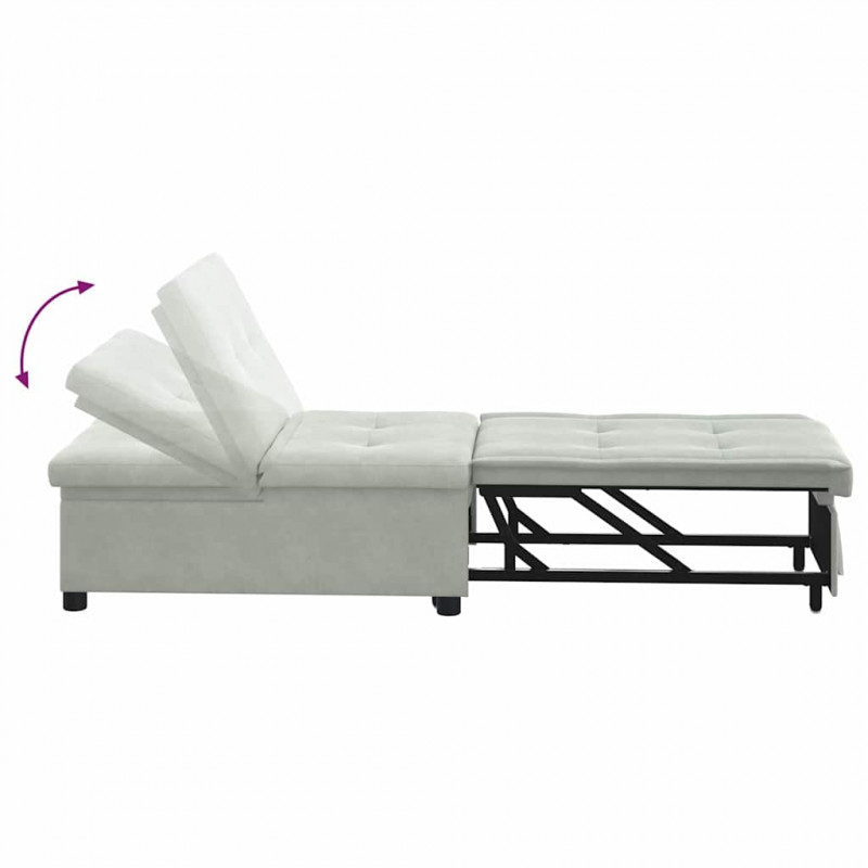 Sofa Bed Jasnoszary 194 x 67 x 82 cm Aksamit