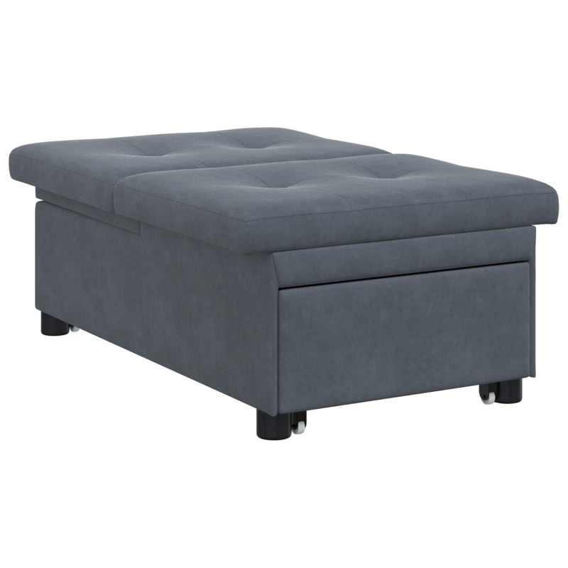 Sofa Bed Ciemnoszary 194 x 67 x 82 cm Aksamit