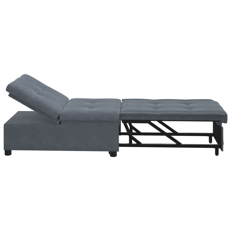 Sofa Bed Ciemnoszary 194 x 67 x 82 cm Aksamit